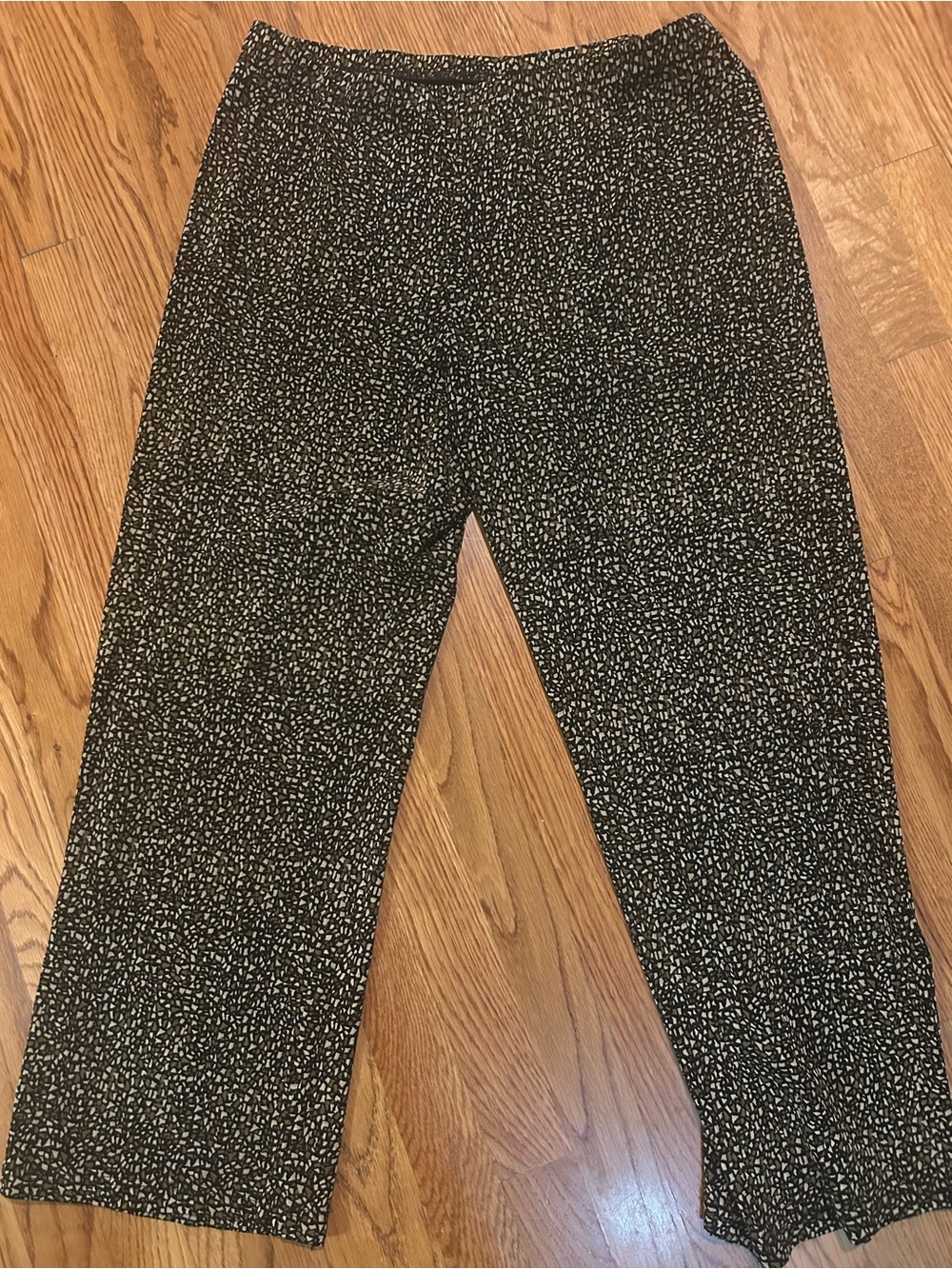 Coldwater Creek Pants XL Black Brown Elastic Waist Excellent Condition